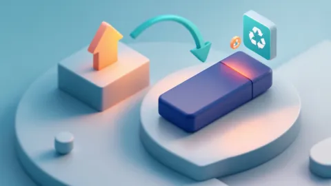 Isometric illustration of a vape being routed into a recycling takeback bin