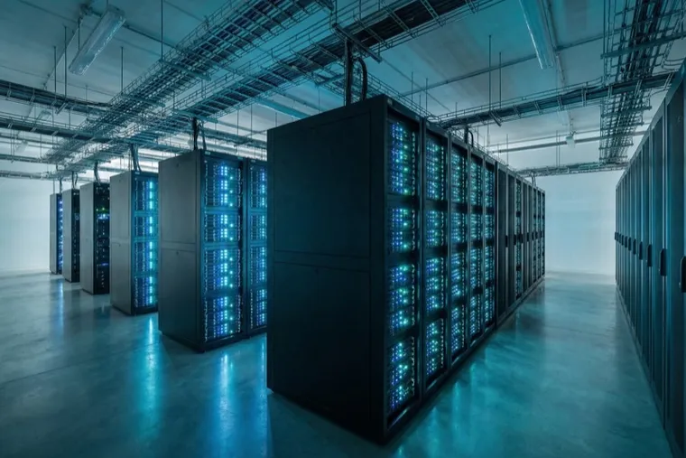 IT asset disposal for UK businesses: racked servers and storage awaiting certified data destruction and WEEE recycling